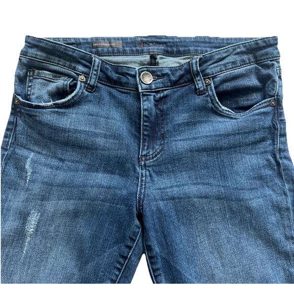 Kut From The Kloth Jeans Womens 8 Ankle Straight Leg Cuffed Frayed Distressed - Picture 12 of 12